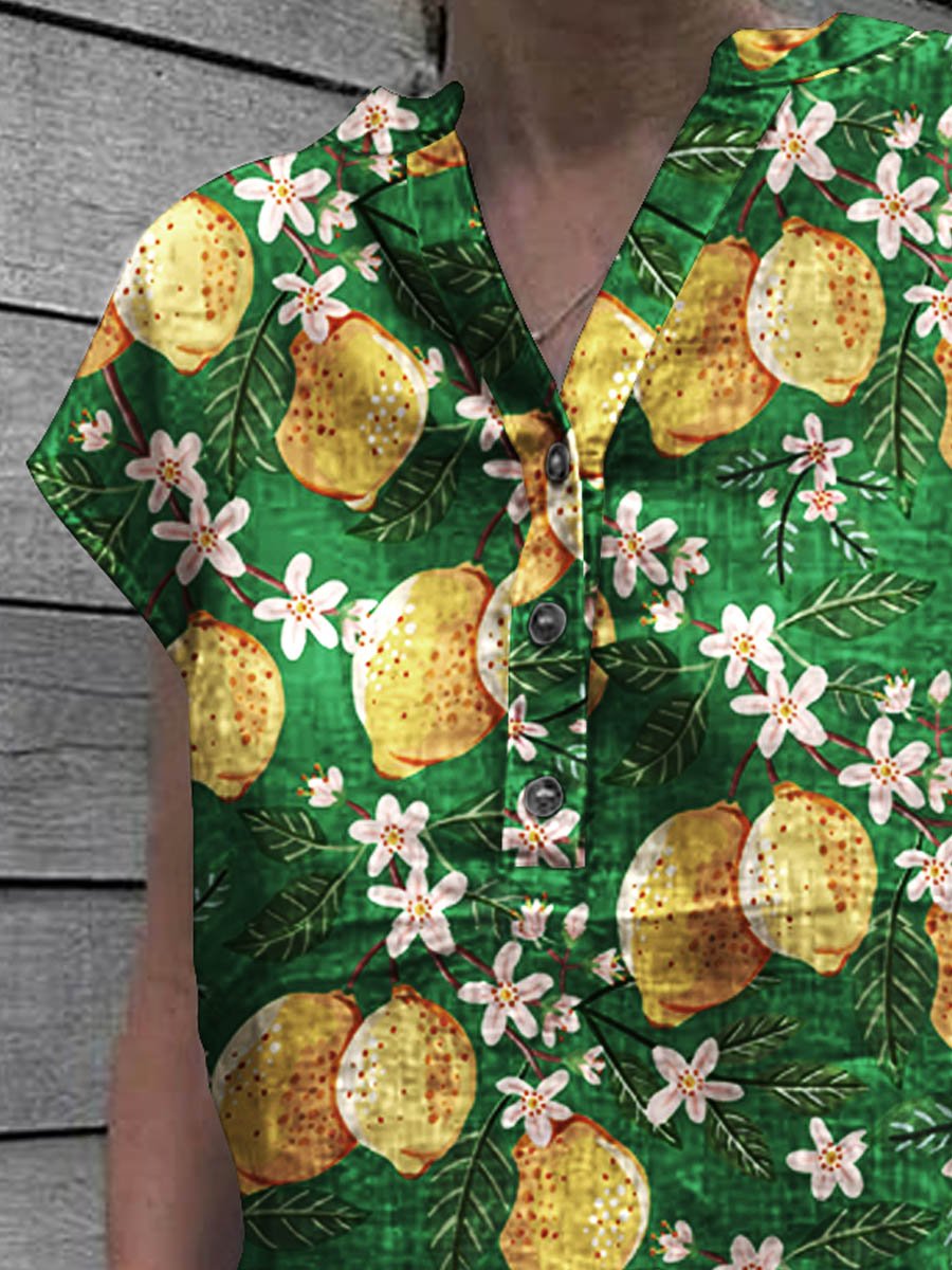 Dames Lemons korte mouwen katoenen shirt top