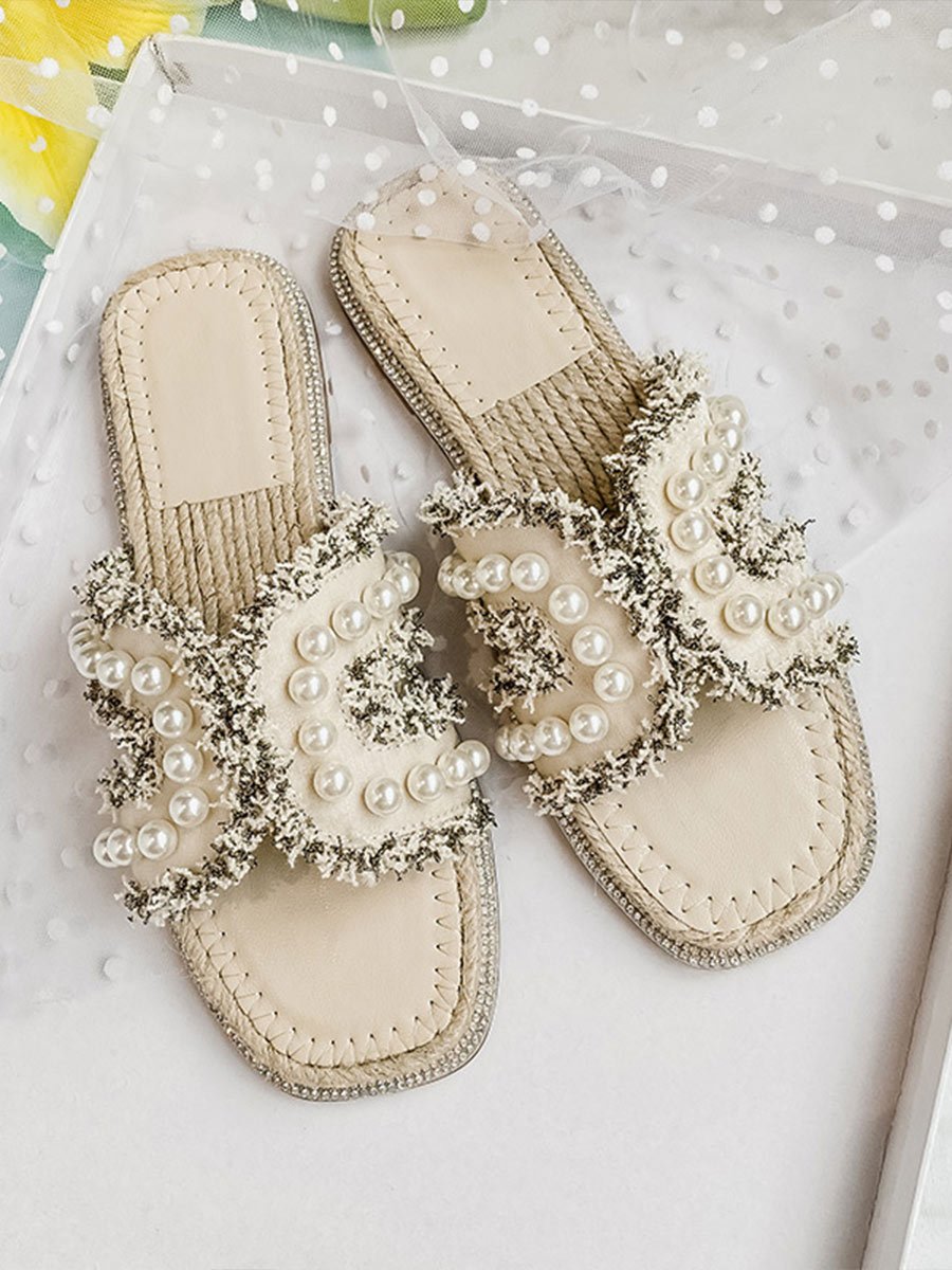 Dames Straw Fisherman strandschoenen