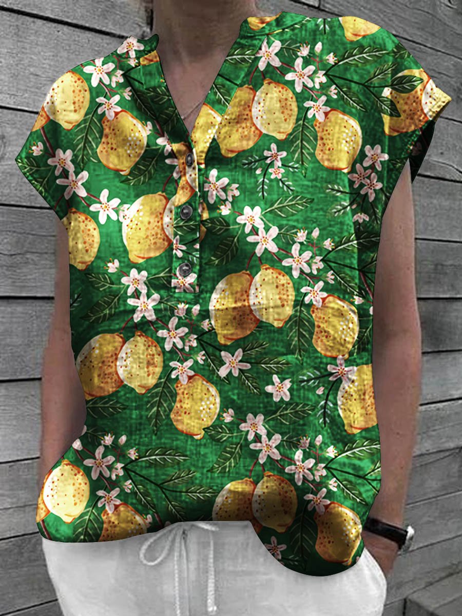 Dames Lemons korte mouwen katoenen shirt top