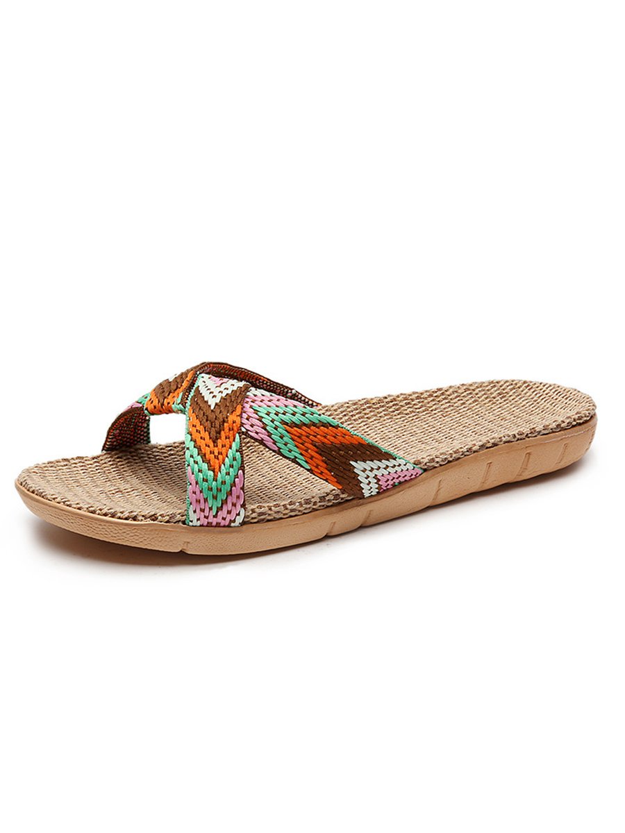 Handgemaakte antislip linnen pantoffels voor dames