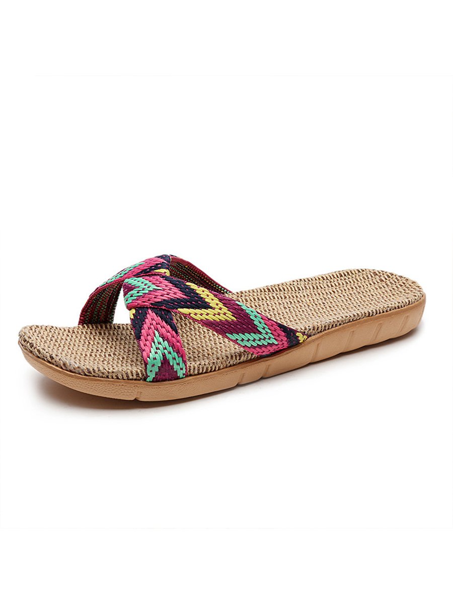 Handgemaakte antislip linnen pantoffels voor dames