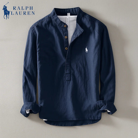 Premium Linen Shirt – Mandarin Collar