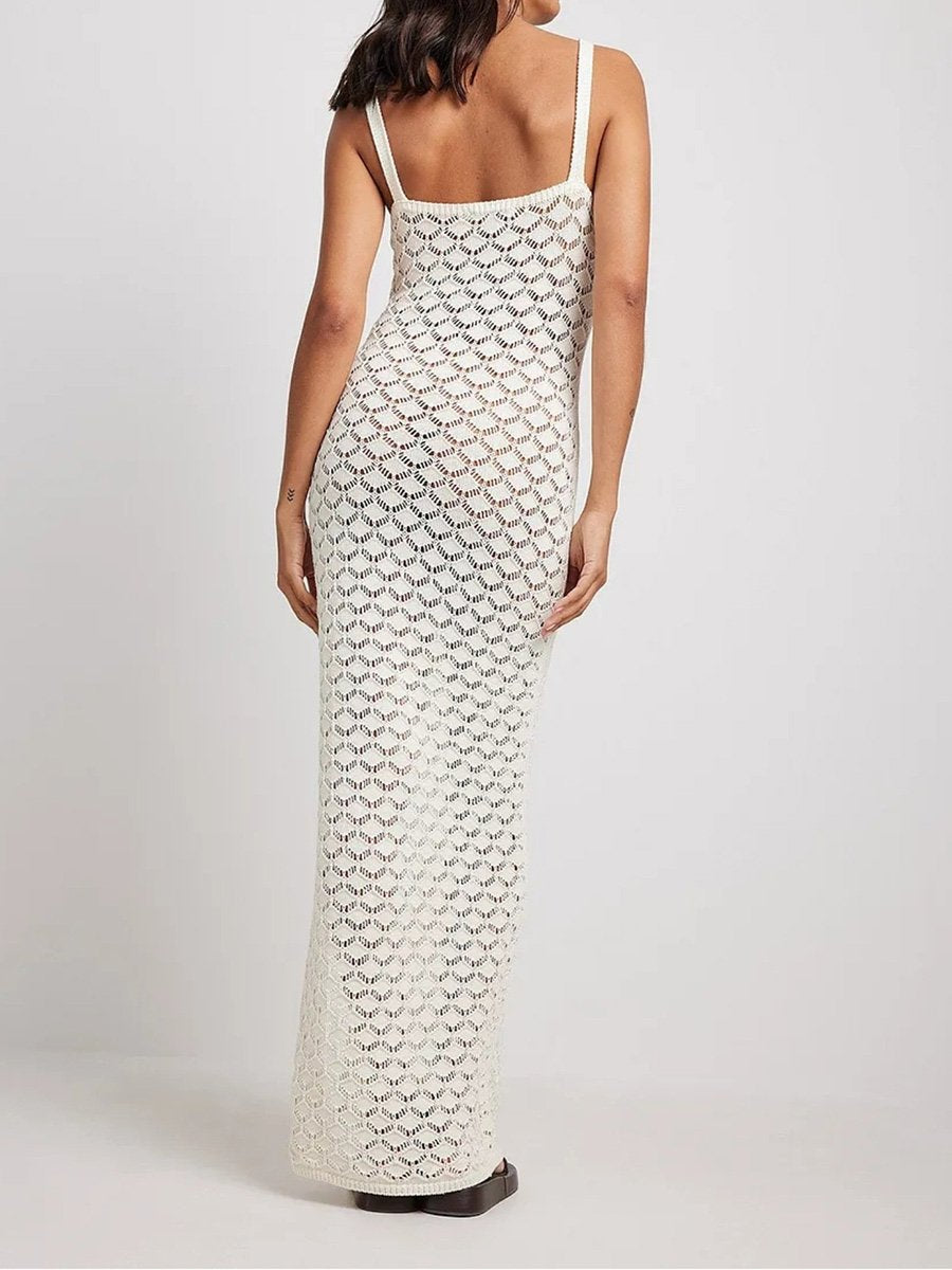 Women's Knitted Hollow Pattern Sling Knitted Skirt