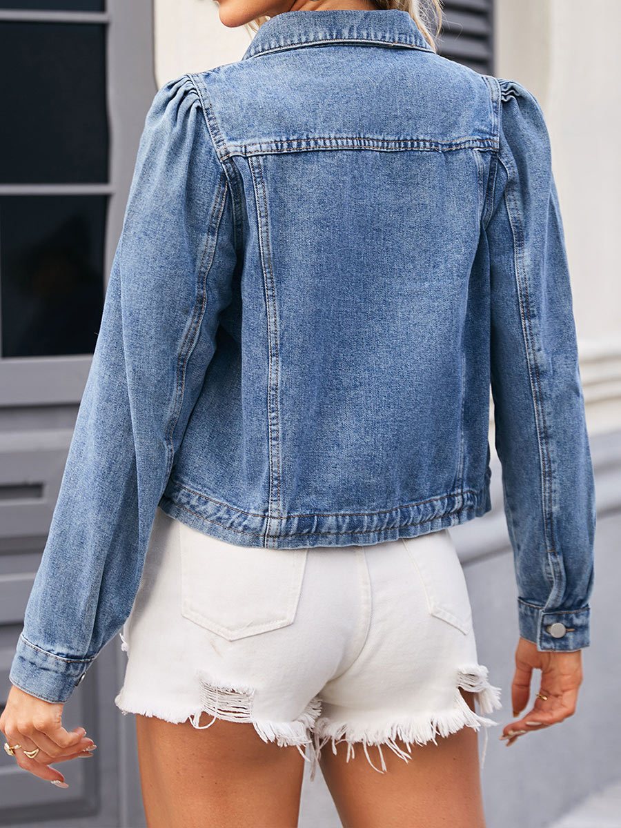 Women's Distressed Lace-up Denim Casual Jacket Top