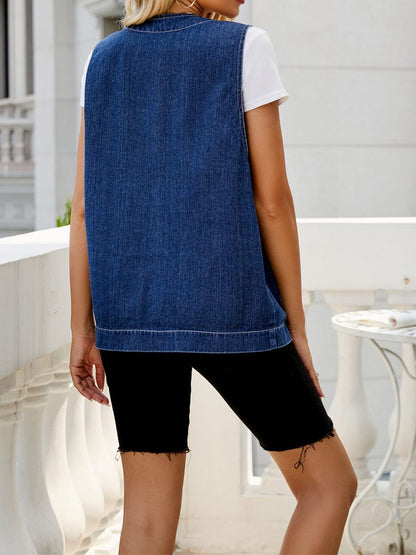 Women's Multi-Pocket Denim Vest