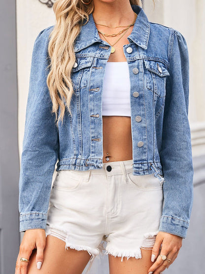Women's Distressed Lace-up Denim Casual Jacket Top